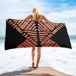 Patterned Shapes Beach Towel - Sublimation Print Cotton-Blend Soft Absorbent Bath & Spa
