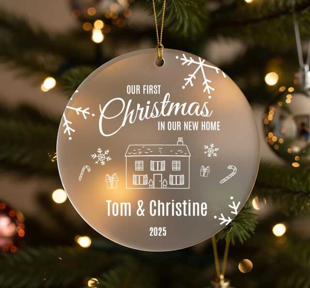 First Christmas in New Home Ornament, Personalised Couple Names Bauble, House Gift 2025 - image 1