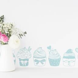 Cupcake Wall Decals - Bakery Decor, Girls Bedroom Stickers, Nursery Kids Room Removable - thumbnail 4