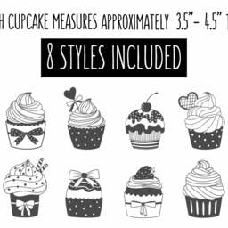 Cupcake Wall Decals - Bakery Decor, Girls Bedroom Stickers, Nursery Kids Room Removable - thumbnail 2