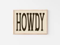 Howdy Typography Print - Old West, Western Cowboy Cowgirl, Desert, Minimalist Typographic Howdy, Farmhouse Ranch Southwestern Type, Boho Art - thumbnail 1