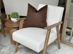 Dark Brown Pillow/Dark Cushion Cover Throw Faux Leather Rustic Scatter - Bourbon - thumbnail 1