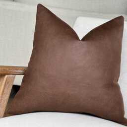 Dark Brown Pillow/Dark Cushion Cover Throw Faux Leather Rustic Scatter - Bourbon - thumbnail 3