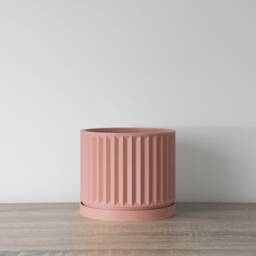 "Classical Planter With Drainage & Saucer in Country Pink, Unique 3D-Printed Plant Pot, Sizes 4"" 5"" 6"" 7"" 8" - thumbnail 2