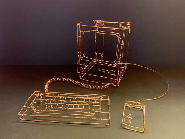 Early Retro Computer Sculpture, Metal Ornament, Gift For Tech Lovers, 3D Wire Art, Sculpture - image 1