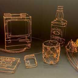 Early Retro Computer Sculpture, Metal Ornament, Gift For Tech Lovers, 3D Wire Art, Sculpture - thumbnail 3