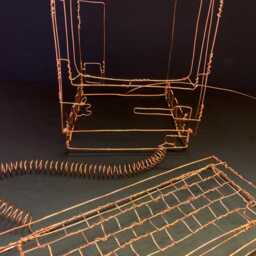 Early Retro Computer Sculpture, Metal Ornament, Gift For Tech Lovers, 3D Wire Art, Sculpture - thumbnail 2