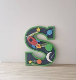 Personalised Space Theme Wooden Letter Kids Room Decor, Custom Name Sign - thumbnail 1