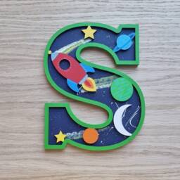 Personalised Space Theme Wooden Letter Kids Room Decor, Custom Name Sign - thumbnail 2