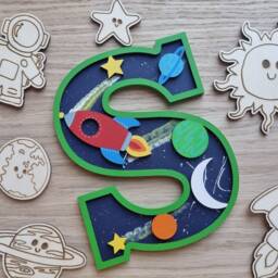 Personalised Space Theme Wooden Letter Kids Room Decor, Custom Name Sign - thumbnail 3