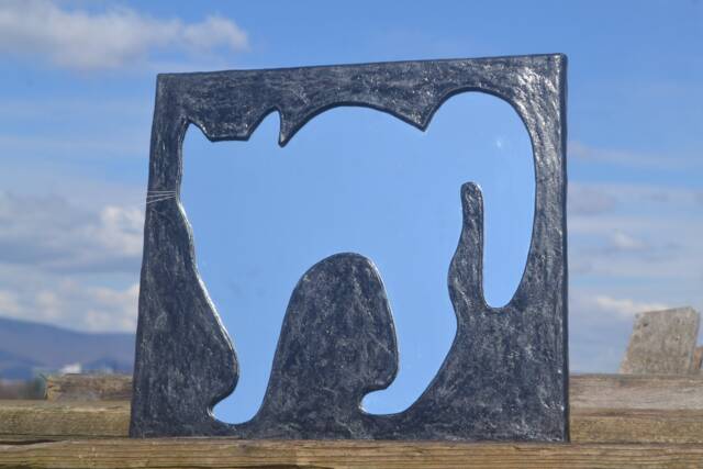 Curiosities & Oddities Black Cat Mirror With 3 Real Cat Whiskers, Decorative Wall Mirror, Large Black Furniture, Mirrors - image 1