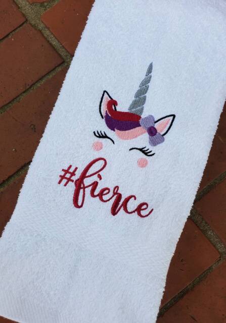Personalized Unicorn Sweat Towel, Embroidered Hand Towel Gifts, School Sports - image 1