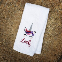 Personalized Unicorn Sweat Towel, Embroidered Hand Towel Gifts, School Sports - thumbnail 2