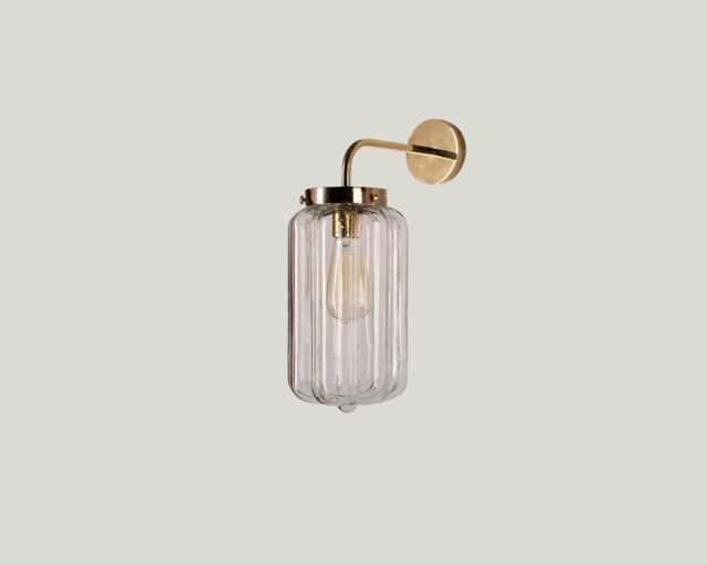 Wall Lamp in Art Deco Style, Hand Blown Transparent Clear Glass Sconce, Lighting Bathroom Bedroom Sconce - image 1