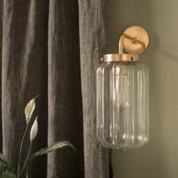 Wall Lamp in Art Deco Style, Hand Blown Transparent Clear Glass Sconce, Lighting Bathroom Bedroom Sconce - thumbnail 2