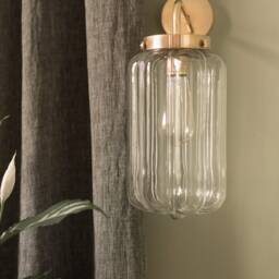 Wall Lamp in Art Deco Style, Hand Blown Transparent Clear Glass Sconce, Lighting Bathroom Bedroom Sconce - thumbnail 3