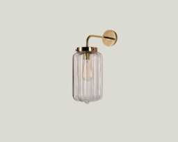 Wall Lamp in Art Deco Style, Hand Blown Transparent Clear Glass Sconce, Lighting Bathroom Bedroom Sconce - thumbnail 1