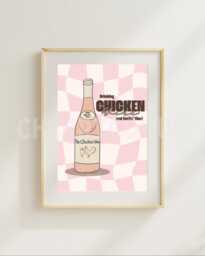 Drinking Chicken Wine & Feeling Fine Print - 7x5, 10x8 A4 Wall Art - thumbnail 1