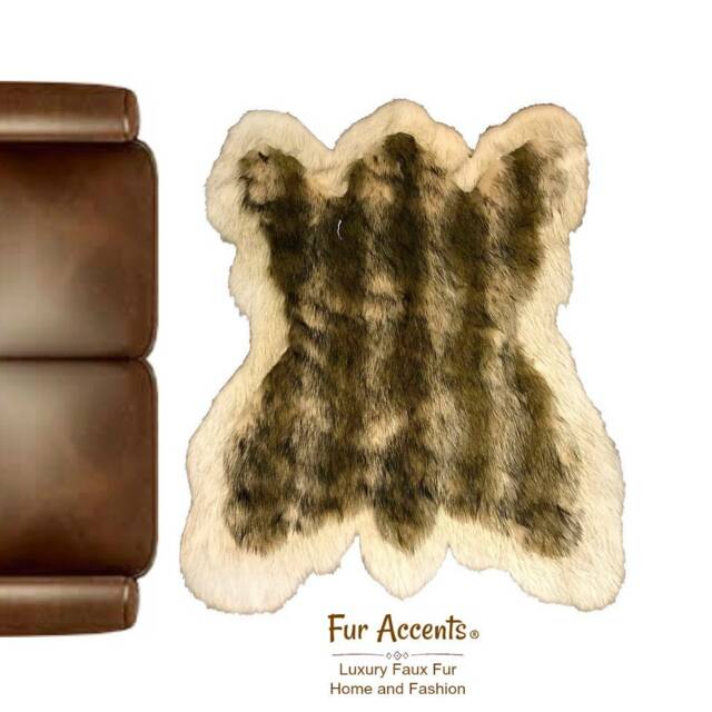 Faux Fur Bear Skin Rug, White Border, Shag Area Carpet - image 1