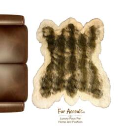 Faux Fur Bear Skin Rug, White Border, Shag Area Carpet - thumbnail 1