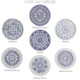 Wall Hanging Ceramic Circle With Mandala Design For Bathroom Decor, Outdoor Art, Tile Kitchen #1 21cm Blue - thumbnail 3