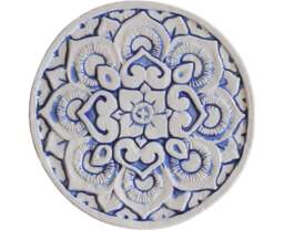Wall Hanging Ceramic Circle With Mandala Design For Bathroom Decor, Outdoor Art, Tile Kitchen #1 21cm Blue - thumbnail 1