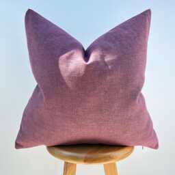 Mauve Linen Throw Pillow Cover Dusty Rose Woven Cushion - All Duties Paid Usa - thumbnail 2