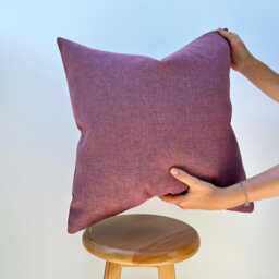 Mauve Linen Throw Pillow Cover Dusty Rose Woven Cushion - All Duties Paid Usa - thumbnail 4