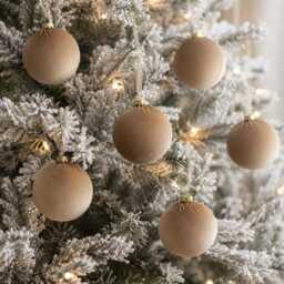 Peanut Brown Velvet Christmas Ornaments Set Of 12, Neutral 3 Or 4 Inch Baubles, Warm Earth Tone Holiday Tree Decor - thumbnail 4