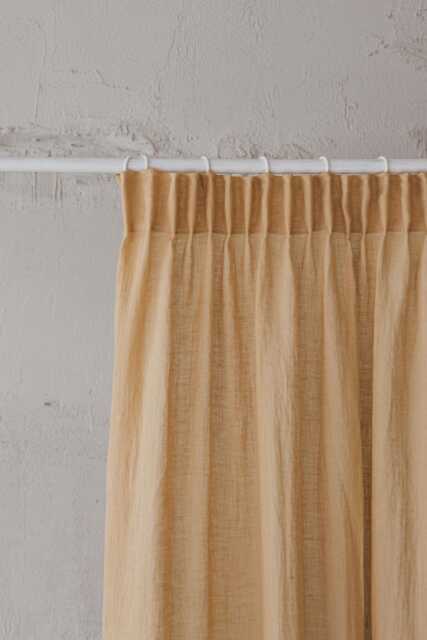 Wheat Sheer Linen Curtain, Light Filtering Pencil Pleat Panel, Soft Beige Natural Drape, Handmade Window Farmhouse Curtain - image 1