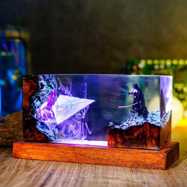 Darth Vadre Blast Resin Lamp With Troopers - Galactic Empire Led Night Light - Handmade Sci-Fi Diorama Star War Decor For Collectors - image 1