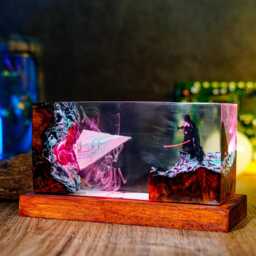 Darth Vadre Blast Resin Lamp With Troopers - Galactic Empire Led Night Light - Handmade Sci-Fi Diorama Star War Decor For Collectors - thumbnail 3