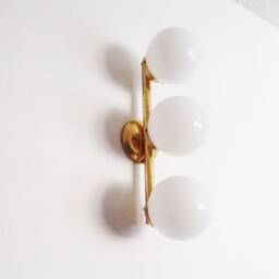 Brass Vanity Wall Sconce - Bathroom Lighting Cluster Globe Orb Shades - thumbnail 3