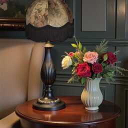 Dark Bronze Paisley Fabric Dome Lampshade With Black Fringe Handmade in The UK For Table & Floor Standard Lamp Shades, Ceiling Lights - thumbnail 2