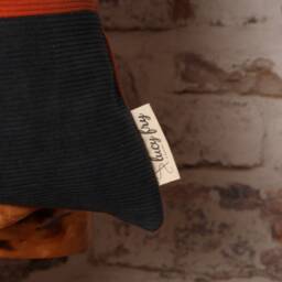 Burnt Orange & Navy Corduroy Cushion Cover Mid-Century Modern Block Design - thumbnail 3