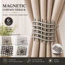 Magnetic Curtain Tieback - Modern Criss Cross Metal Holdback No Drill Drapery Holder Decorative Clip - thumbnail 1