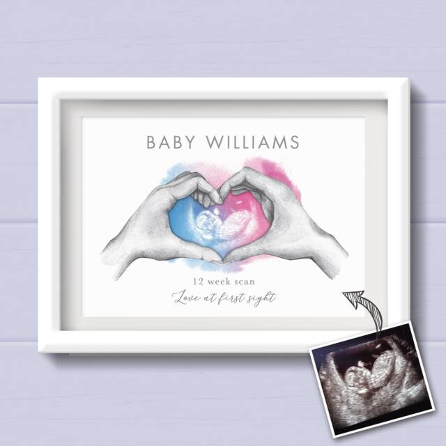 Pregnancy Keepsake, Personalised Baby Scan Print, Gift For Mum To Be From The Bump, 4D Print. My First Scan - image 1