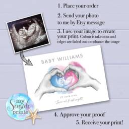 Pregnancy Keepsake, Personalised Baby Scan Print, Gift For Mum To Be From The Bump, 4D Print. My First Scan - thumbnail 3