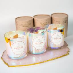 Crystal Candle Set Gift Box Rose Quartz Energy Healing Soulmate Love Spell Best Friend Candle Housewarming Luxury - thumbnail 4