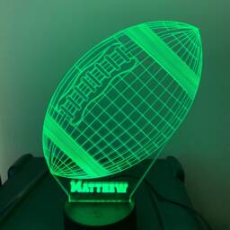 Personalised Rugby Ball 3D Custom Made Smart App Control Night Light Bluetooth, Music, 7&16M Colour Mobile App , Gift Led Lamp - thumbnail 2