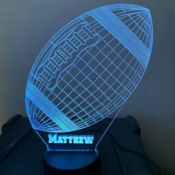 Personalised Rugby Ball 3D Custom Made Smart App Control Night Light Bluetooth, Music, 7&16M Colour Mobile App , Gift Led Lamp - thumbnail 4