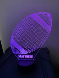 Personalised Rugby Ball 3D Custom Made Smart App Control Night Light Bluetooth, Music, 7&16M Colour Mobile App , Gift Led Lamp