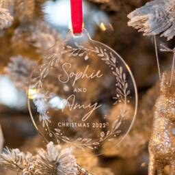 Personalised Christmas Couple Or Family Acrylic Tree Decoration Bauble - thumbnail 2