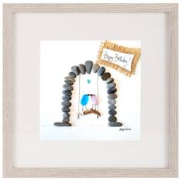 Sea Glass Art, Driftwood & Pebble Picture - Wall Decor Love Swing - thumbnail 3