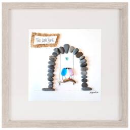 Sea Glass Art, Driftwood & Pebble Picture - Wall Decor Love Swing - thumbnail 2