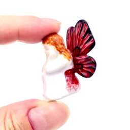 Miniature Ceramic Fairy Princess Girl Sitting Little Red White Figurine Small Statue Tiny Decoration Collectible Hand Painted Figure Deco - thumbnail 4