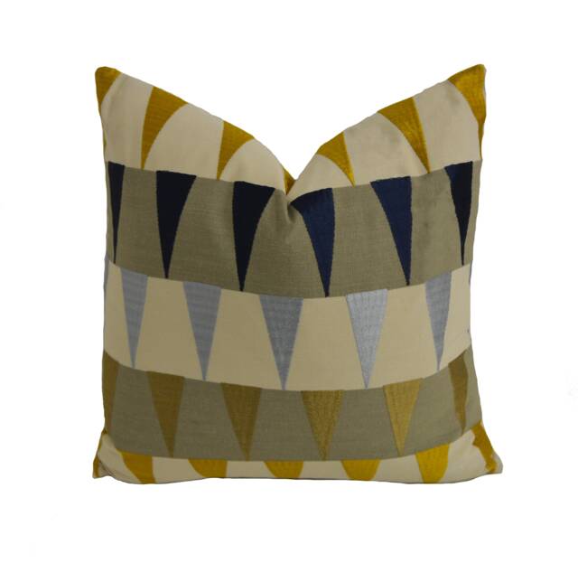 Harlequin - Azul Navy/Sky Gold Cute Geometric Cushion Cover Throw Pillow Designer Home Decor - image 1