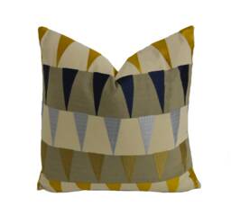 Harlequin - Azul Navy/Sky Gold Cute Geometric Cushion Cover Throw Pillow Designer Home Decor - thumbnail 1