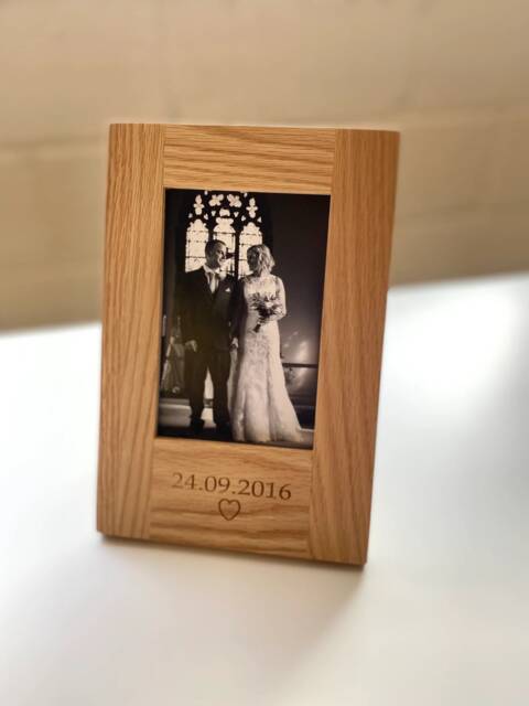 Engraved Oak Photo Frame - Personalised Bespoke Handmade Picture Portrait - image 1