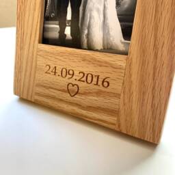 Engraved Oak Photo Frame - Personalised Bespoke Handmade Picture Portrait - thumbnail 2